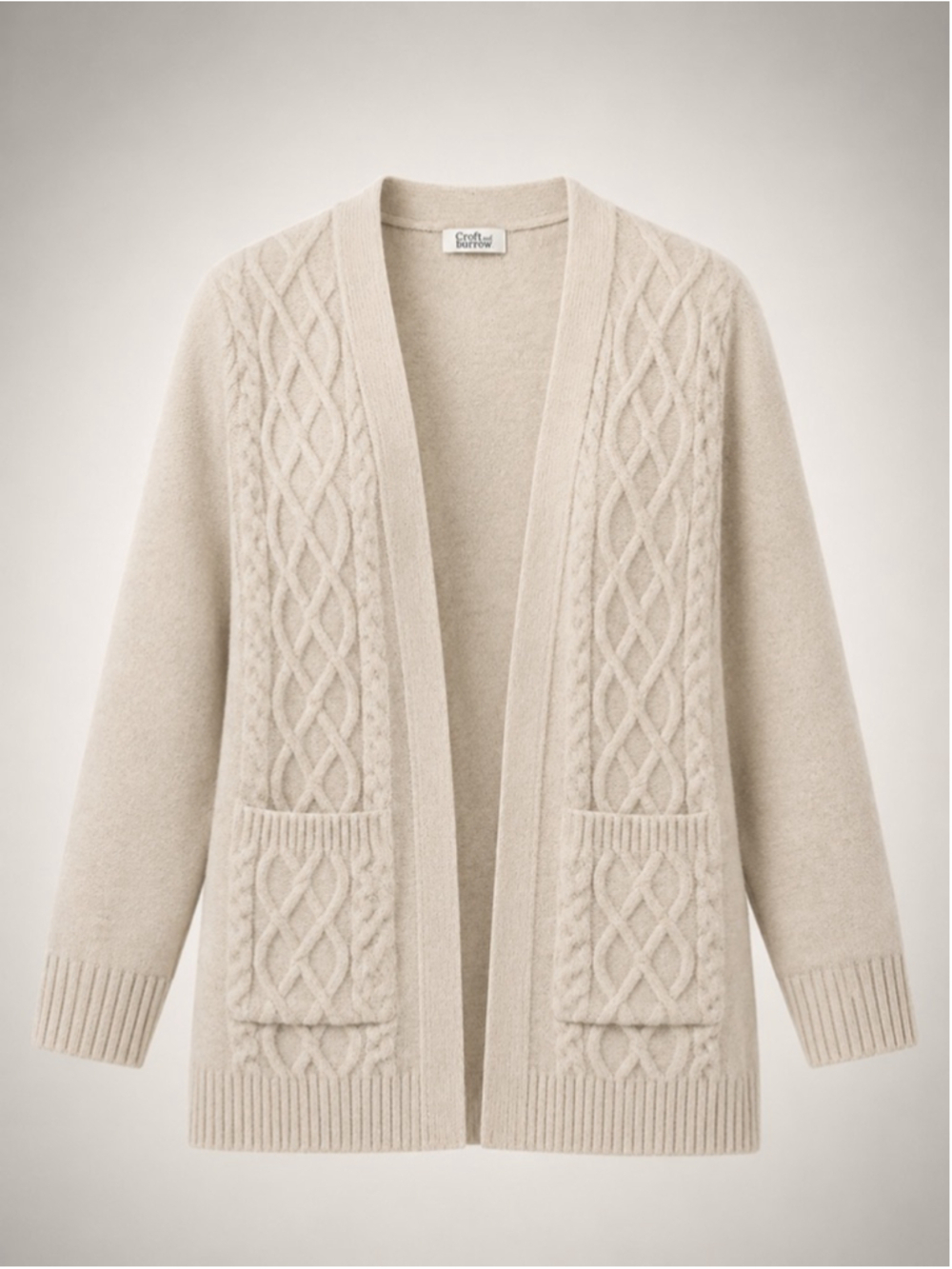 Croft & Barrow Women’s Cardigan PL Beige Cable Knit Sweater